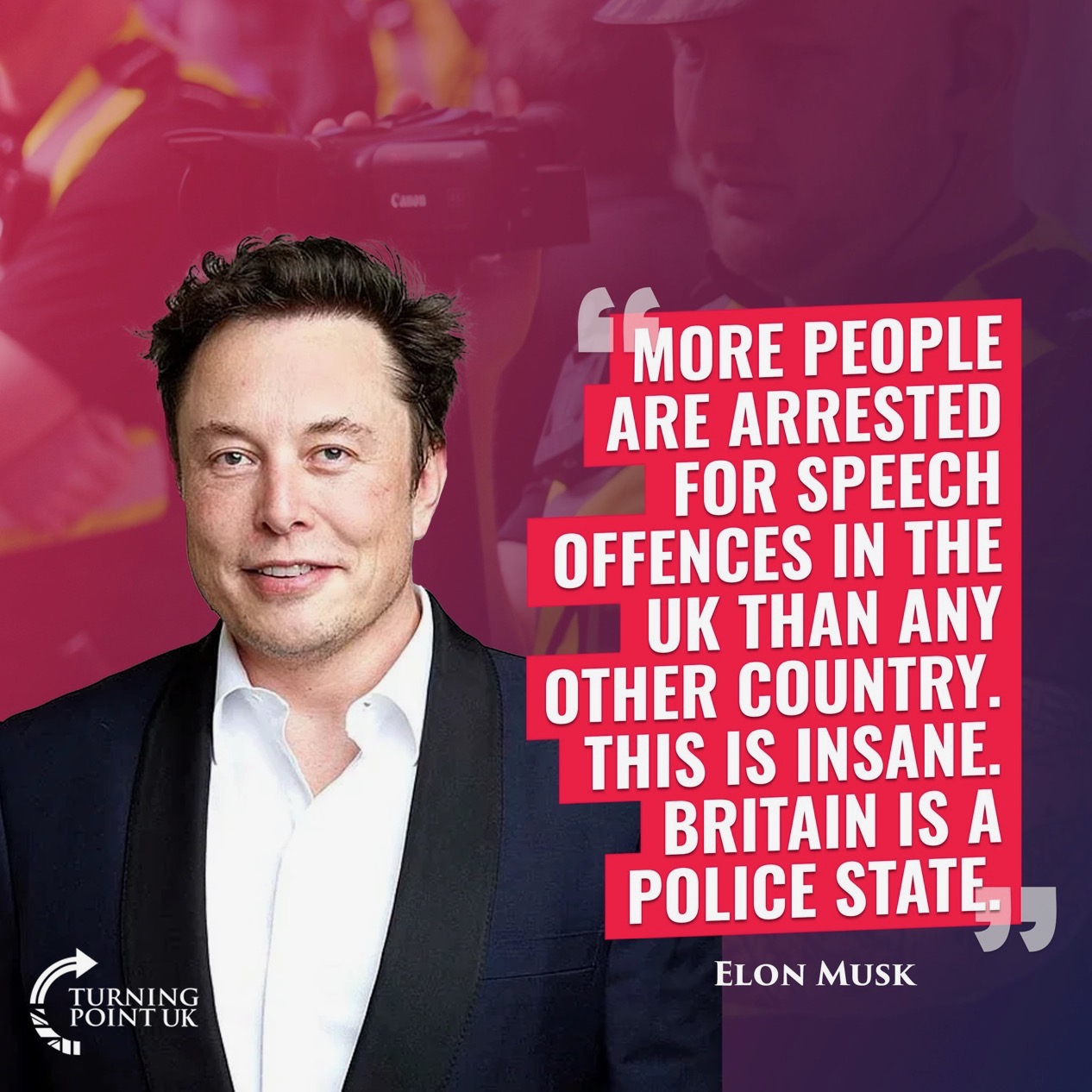 Elon Musk social media graphic on free speech in the UK