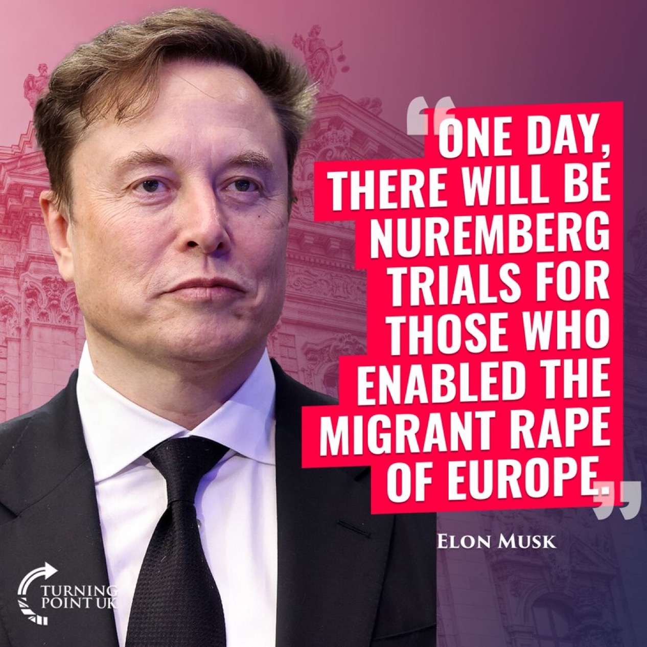 Elon Musk social media graphic endorsing Turning Point UK